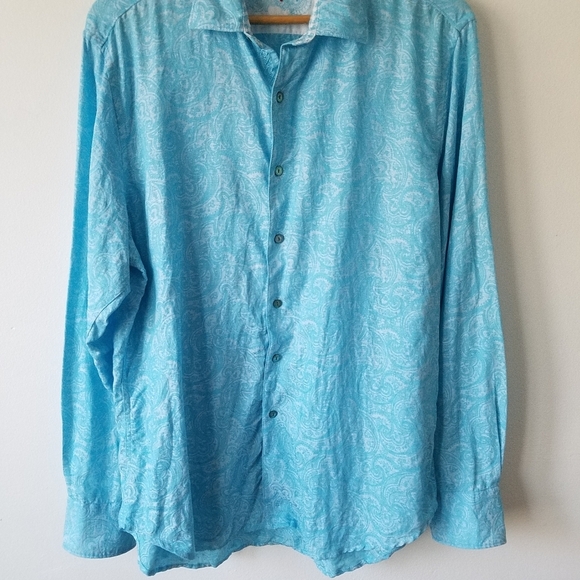 Robert Graham Linen Blend Classic Fit Button Front Longsleeve Shirt - Picture 4 of 14